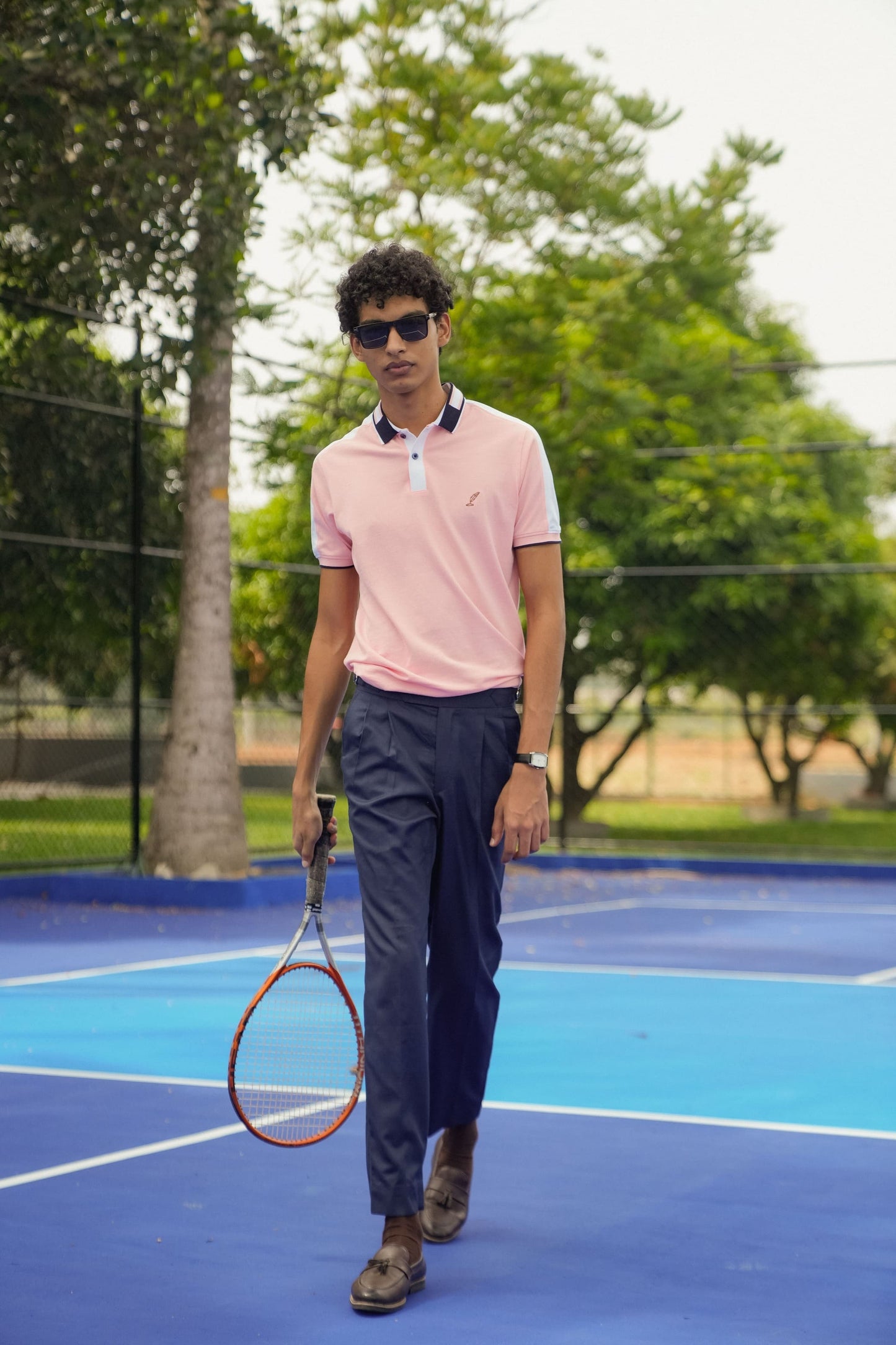 royal pink mens polo
