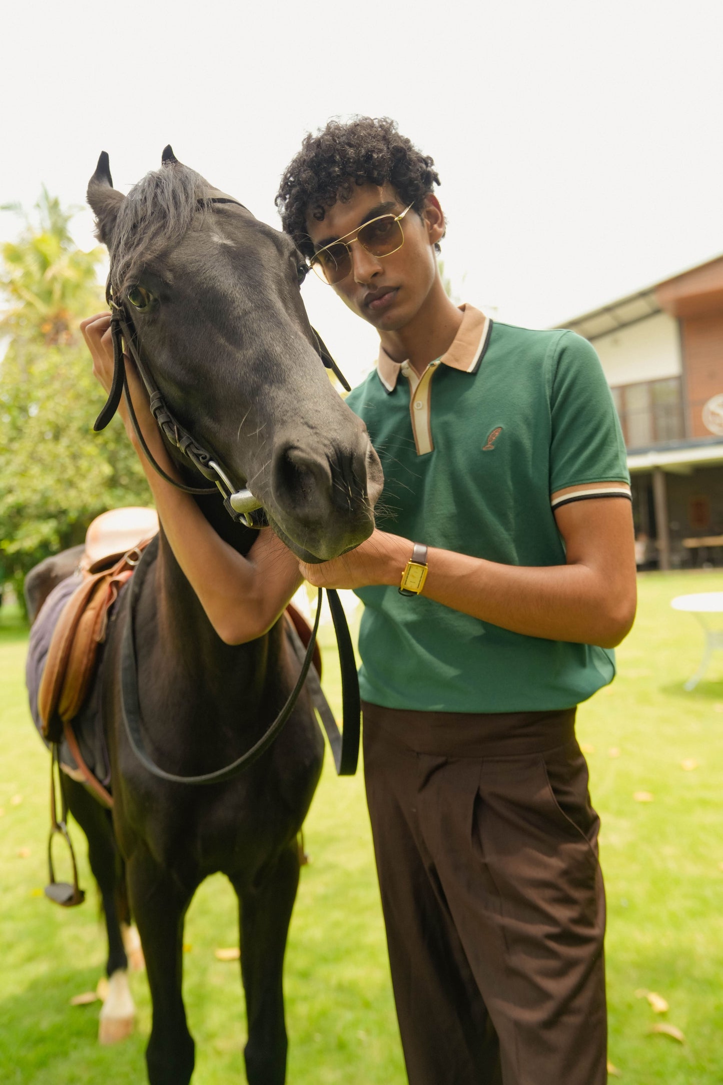 royal green mens polo