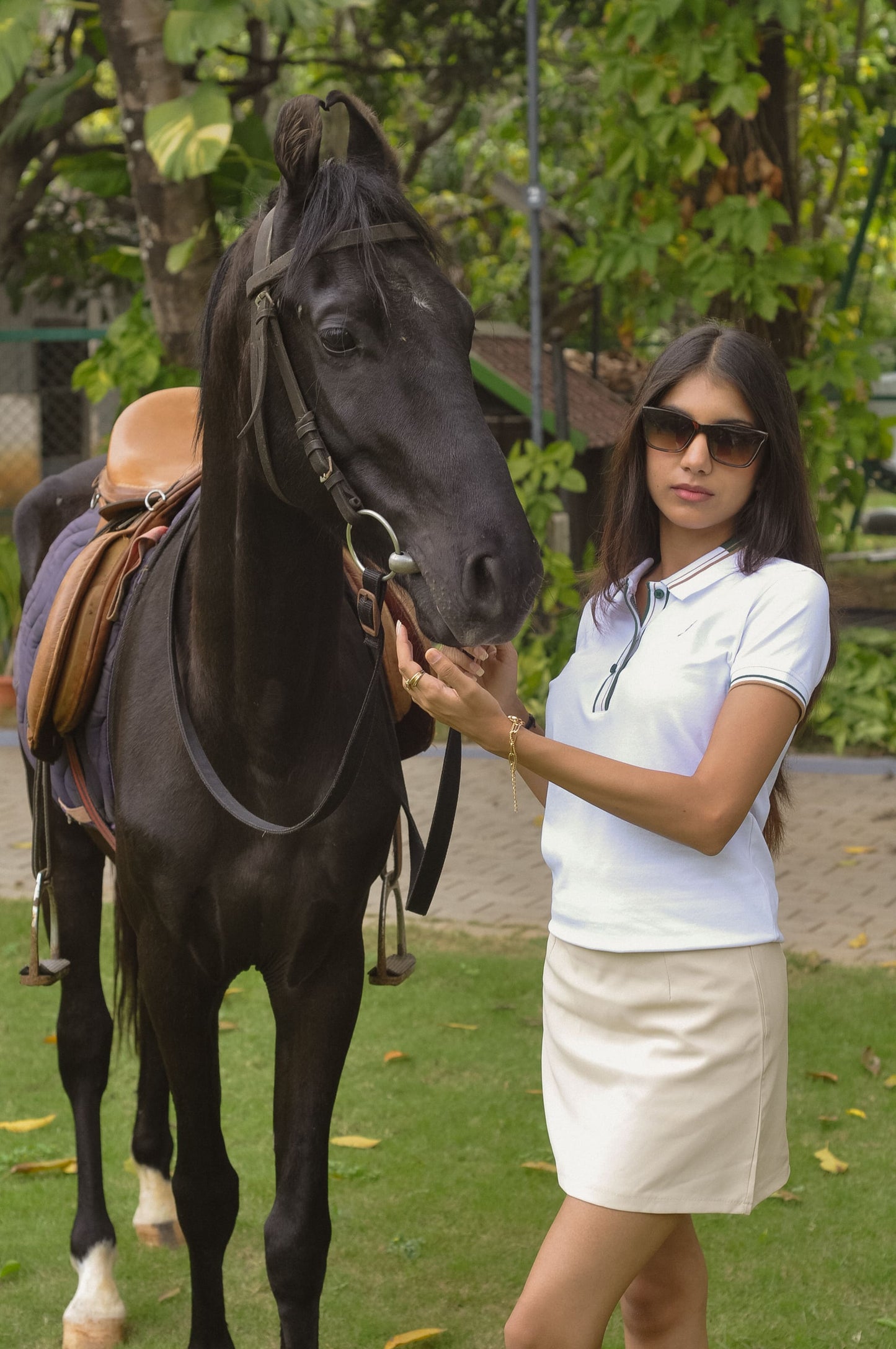 Royal White Womens Polo